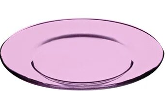 Стеклянная тарелка 260 мм  с крашенным дном розовая