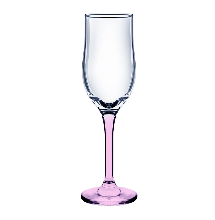 Бокал для шампанского 200 мл с крашенным дном розовый