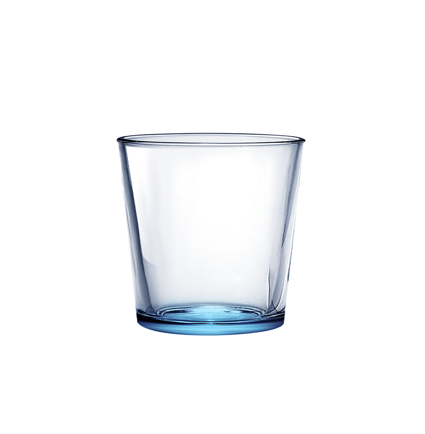 Стеклянный стакан 250 мл   с крашенным дном голубой