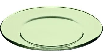 Стеклянная тарелка 260 мм  с крашенным дном зеленая