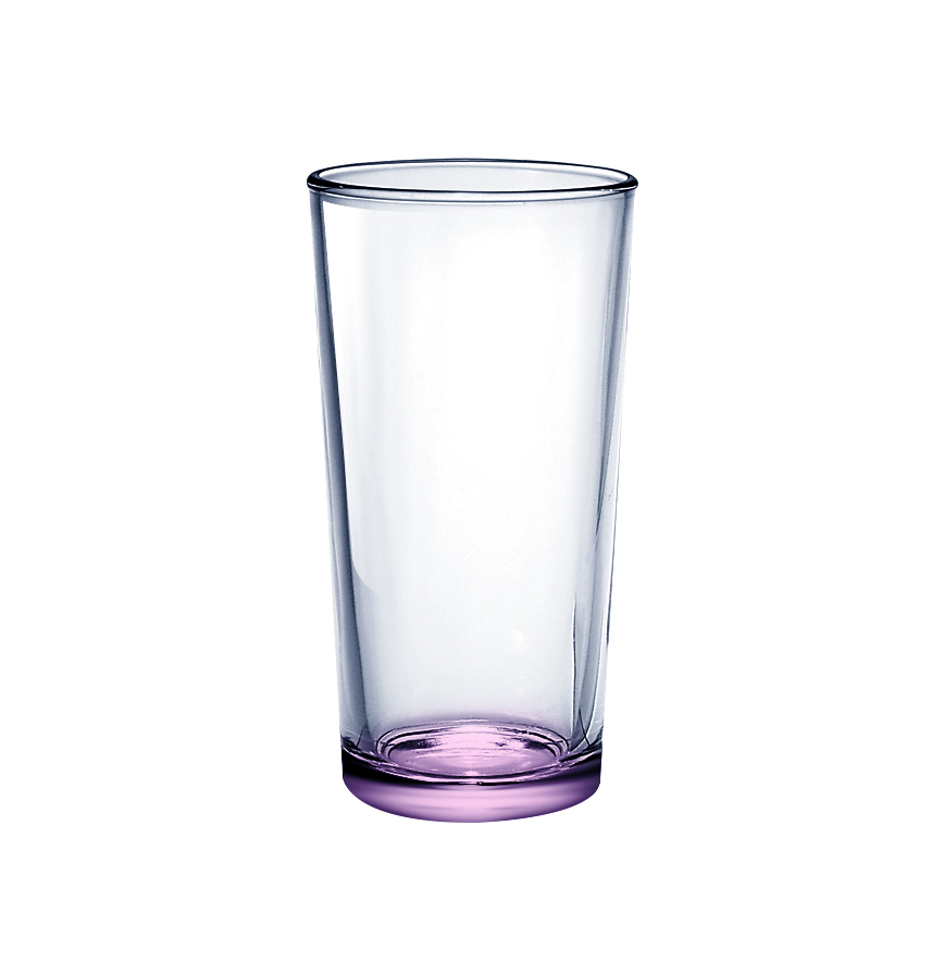 Стеклянный стакан 230 мл  с крашенным дном розовый