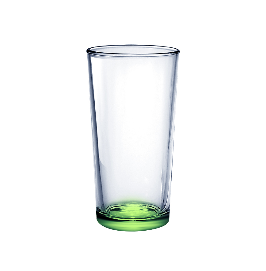 Стеклянный стакан 230 мл  с крашенным дном зеленый