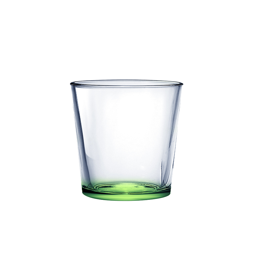 Стеклянный стакан 250 мл   с крашенным дном зеленый