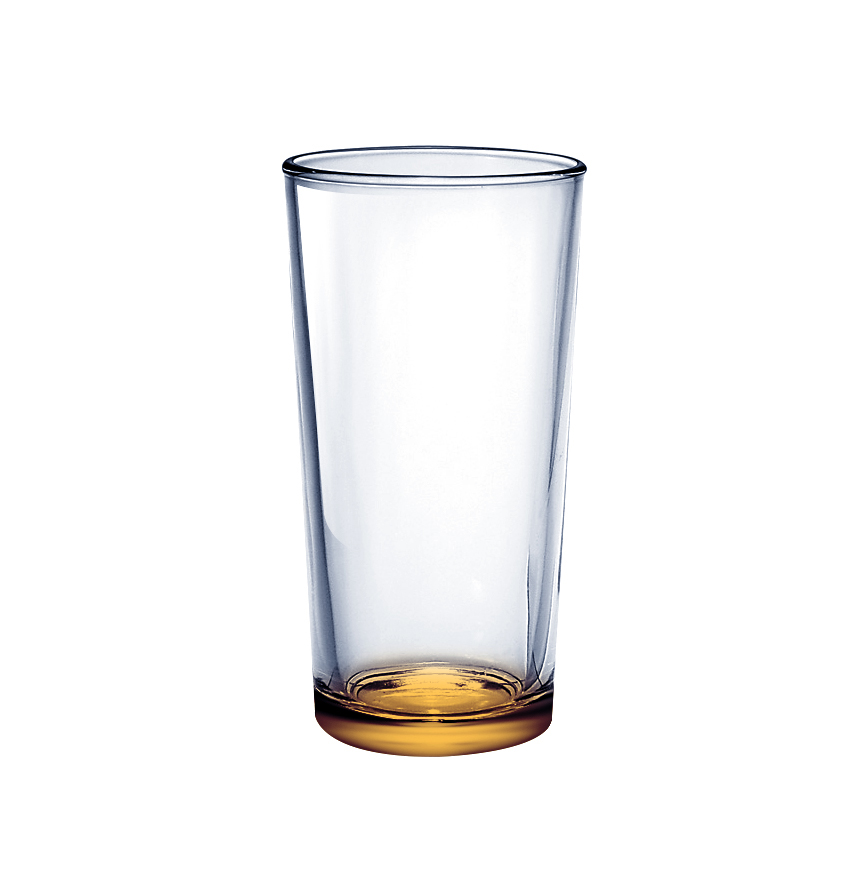 Стеклянный стакан 230 мл  с крашенным дном оранжевый
