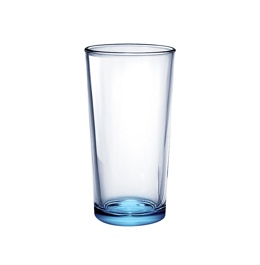 Стеклянный стакан 230 мл с крашенным дном голубой